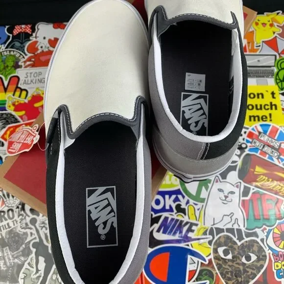 Van's Slip-on Mix Match Gry Blk Wht Various Sizes - Picture 3 of 9